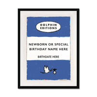 Baby Name Art Print | New baby gifts | Personalised baby gift in Blue - Framed wall art