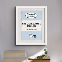 Baby Name Art Print | New baby gifts | Personalised baby gift in Blue - Unframed Wall Art