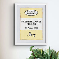 Baby Name Art Print | New baby gifts | Personalised baby gift in Yellow - Unframed Wall Art