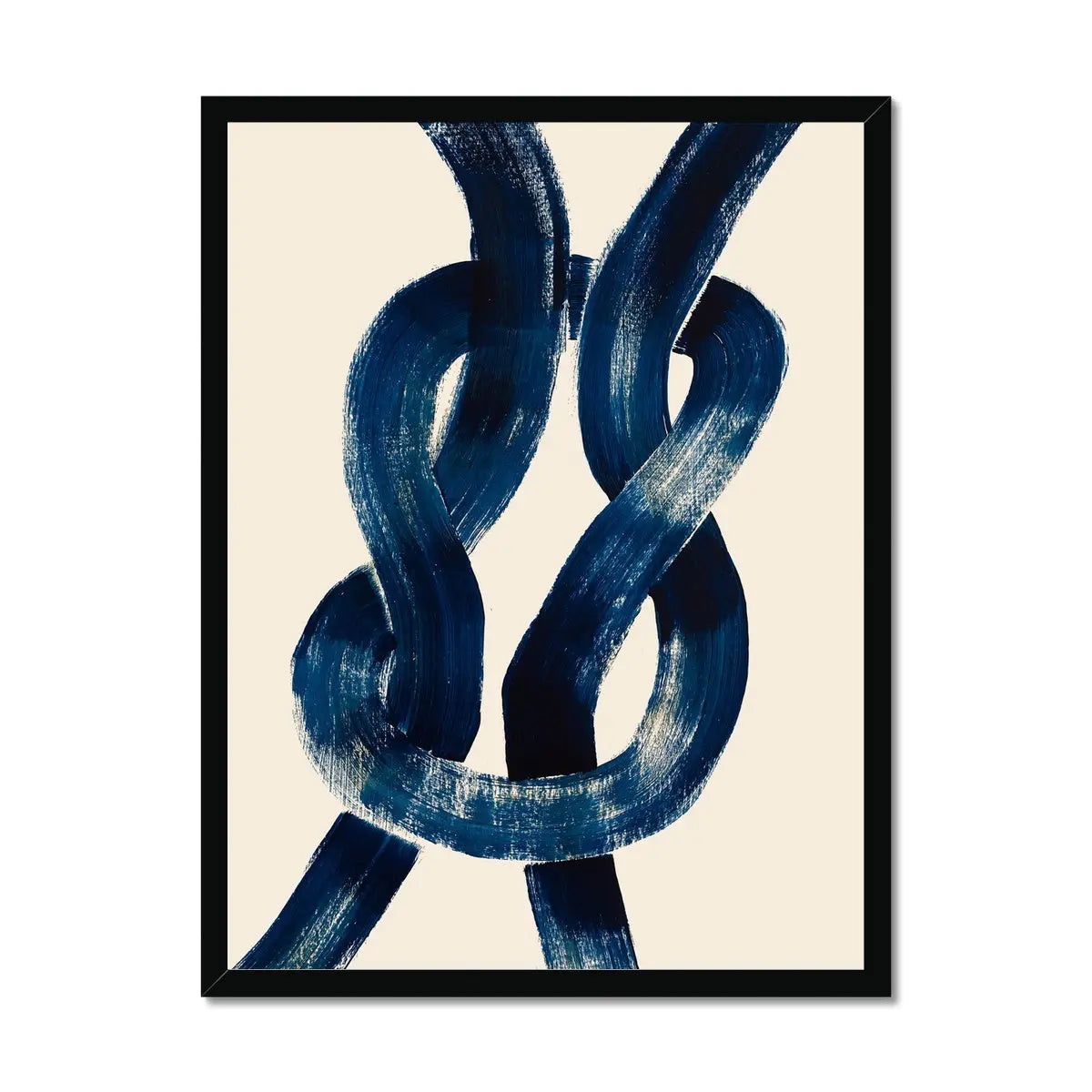 Framed abstract art print of a nautical knot in blue - coastal wall decor - framed wall art