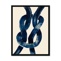 Framed abstract art print of a nautical knot in blue - coastal wall decor - framed wall art