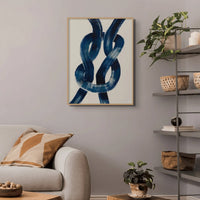 Framed abstract art print of a nautical knot in blue - coastal wall decor - framed wall art