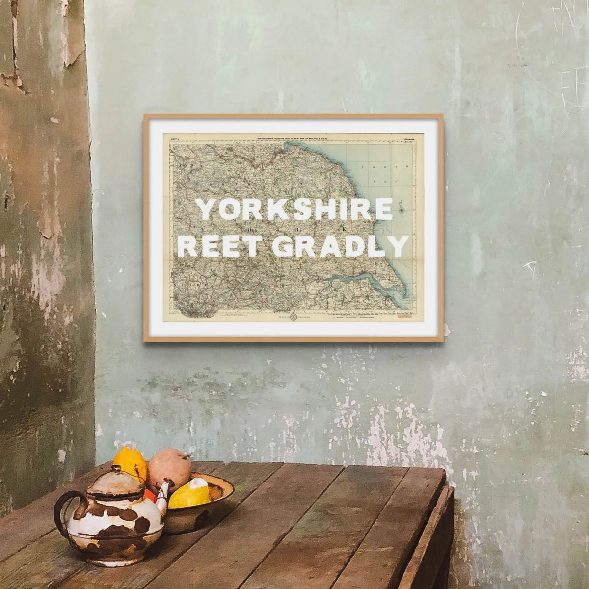 Reet Gradly (Old Yorkshire Map) Map Art - Framed - Beach House Art