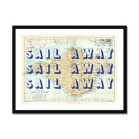 Sail Away (Isle of Wight Map) Vintage Map Art- Framed - Beach House Art