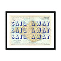 Sail Away (Isle of Wight Map) Vintage Map Art- Framed - Beach House Art