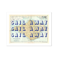 Sail Away (Isle of Wight Map) Vintage Map Art - Unframed - Beach House Art