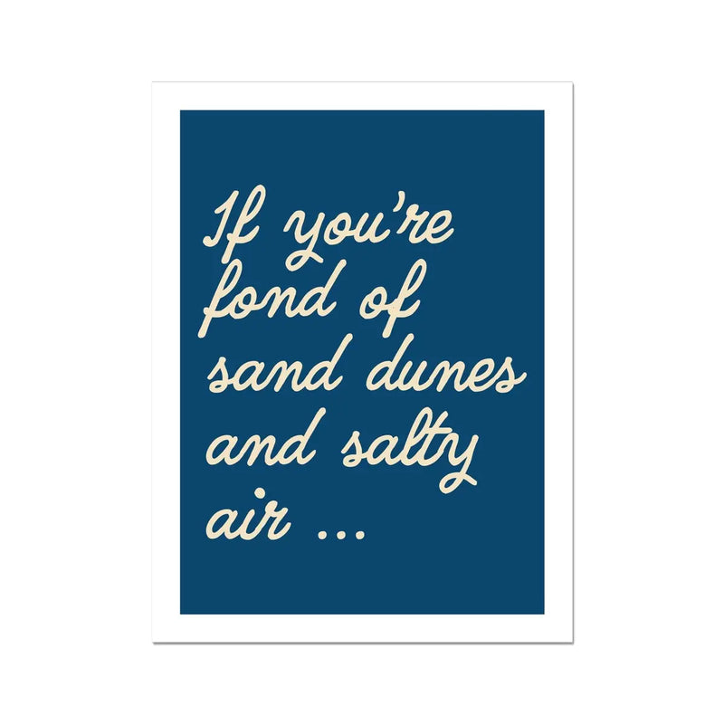 Unframed word art print of 'Salty Air' in marine colour - coastal wall art