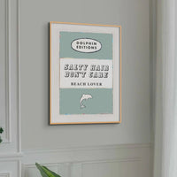 Salty Hair (Sage Green) Vintage Book Cover Art Print Poster Beach House Art