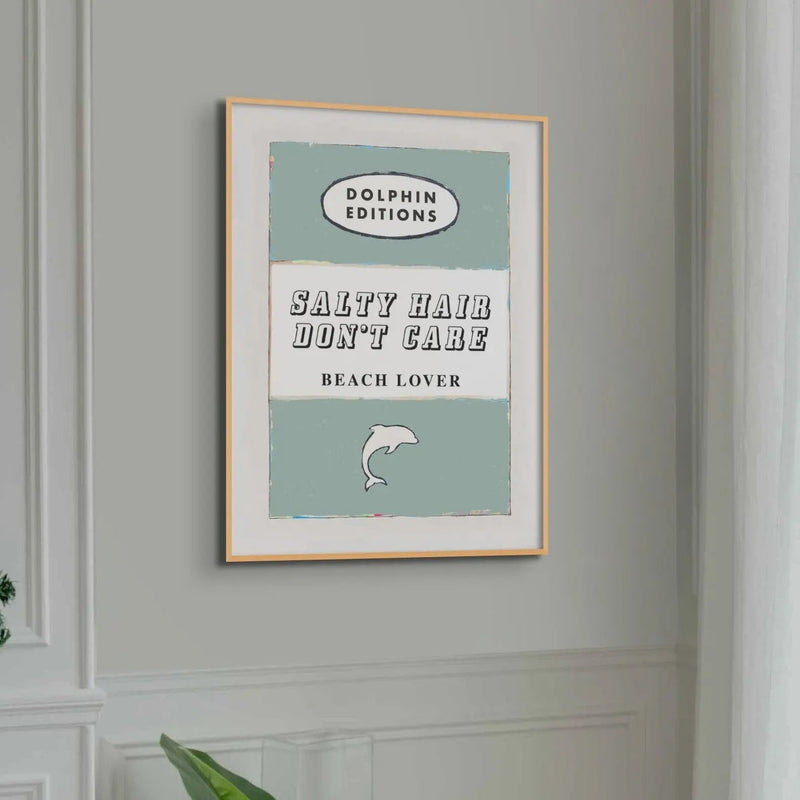 Salty Hair (Sage Green) Vintage Book Cover Art Print Poster Beach House Art