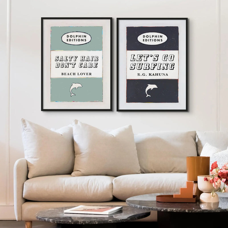 Salty Hair (Sage Green) Vintage Book Cover Art Print Poster Beach House Art
