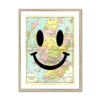 Scotland Makes me Happy (Scotland Map) Vintage Map Art - Framed - Beach House Art