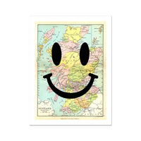 Scotland Makes me Happy (Scotland Map) Vintage Map Art - Unframed - Beach House Art