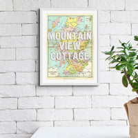 Framed personalised vintage map art print of Scotland with white font - Framed Wall Art