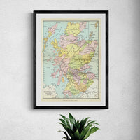 Scotland Vintage Map (Scotland Map) Vintage Map - Unframed - Beach House Art