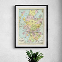 Scotland Vintage Map (Scotland Map) Vintage Map - Framed - Beach House Art