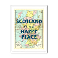 Scotland is my Happy Place (Scotland Map) Vintage Map Art - Framed - Beach House Art