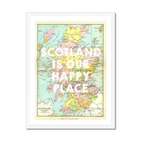 Scotland is our Happy Place (Scotland Map) Vintage Map Art - Framed - Beach House Art