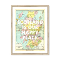Scotland is our Happy Place (Scotland Map) Vintage Map Art - Framed - Beach House Art
