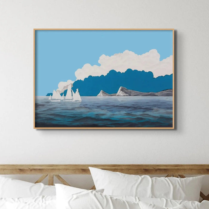Seascape Art Print (Morning Sail) - Framed