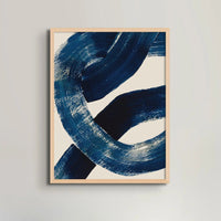knot art print in a natural frame above green jars