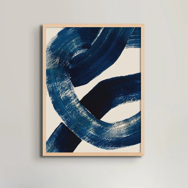 knot art print in a natural frame above green jars