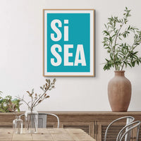 Si Sea (Ocean) Word Art Print - Unframed - Beach House Art