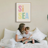 Si Sea (Tutti Frutti) Word Art Print - Unframed - Beach House Art