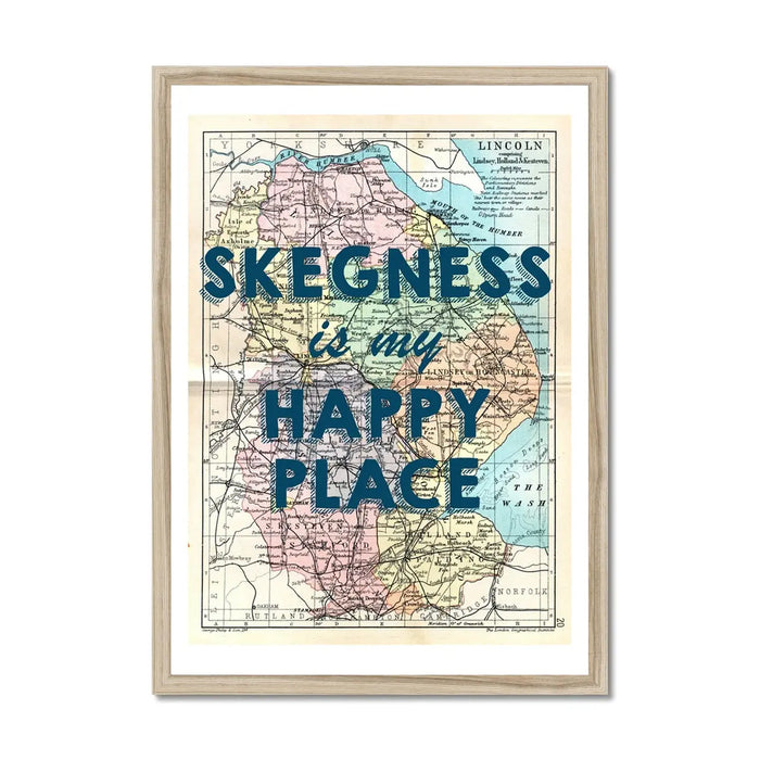 Skegness is my happy place, it's my happy place. vintage framed map of Lincoln