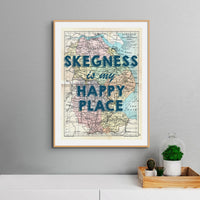 Skegness is my happy place, it's my happy place. vintage framed map of Lincoln