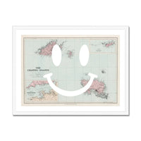 Smile (Old Channel Islands Map) Map Art - Framed - Beach House Art