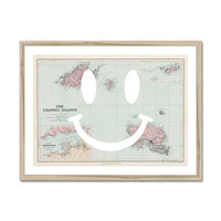 Smile (Old Channel Islands Map) Map Art - Framed - Beach House Art