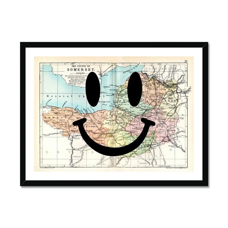 Somerset Makes Me Happy (Somerset Map) Vintage Map Art - Framed - Beach House Art
