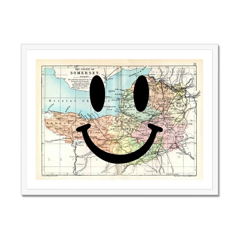 Somerset Makes Me Happy (Somerset Map) Vintage Map Art - Framed - Beach House Art