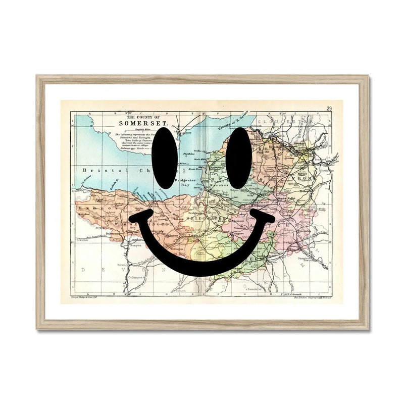 Somerset Makes Me Happy (Somerset Map) Vintage Map Art - Framed - Beach House Art
