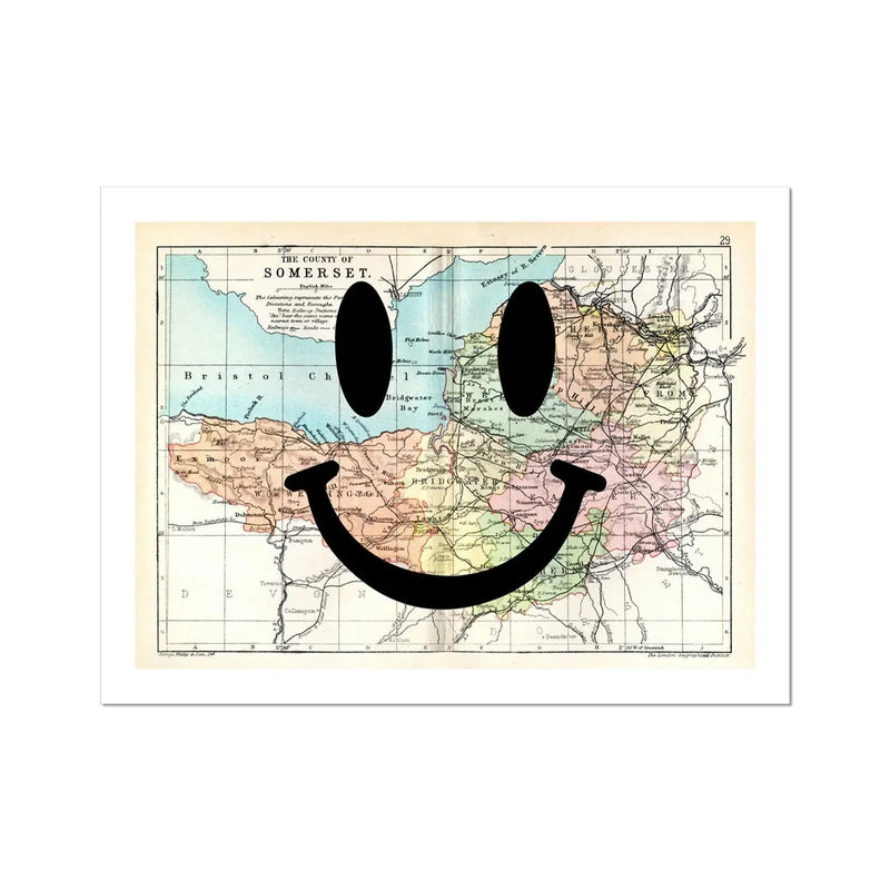 Somerset Makes Me Happy (Somerset Map) Vintage Map Art - Unframed - Beach House Art