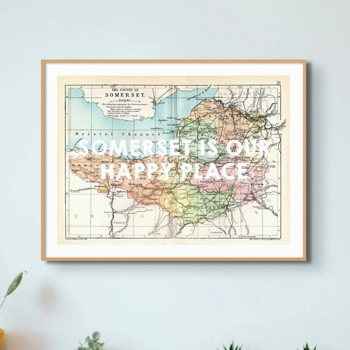 Somerset is our Happy Place (Somerset Map) Vintage Map Art - Unframed - Beach House Art