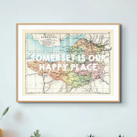 Somerset is our Happy Place (Somerset Map) Vintage Map Art - Unframed - Beach House Art