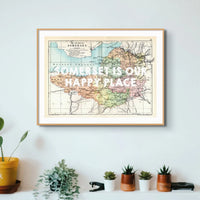 Somerset is our Happy Place (Somerset Map) Vintage Map Art - Unframed - Beach House Art