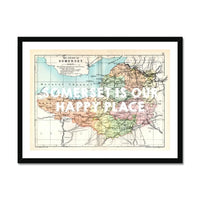 Somerset is our Happy Place (Somerset Map) Vintage Map Art - Framed - Beach House Art
