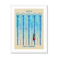 Splash Dive In (Contemporary Wall Art) girl swimming alone in a swimming pool - Framed - Beach House Art