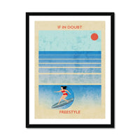 Splash Freestyle (Contemporary Wall Art) retro print of a surfer girl catching a wave - Framed - Beach House Art