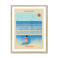 Splash Freestyle (Contemporary Wall Art) retro print of a surfer girl catching a wave - Framed - Beach House Art