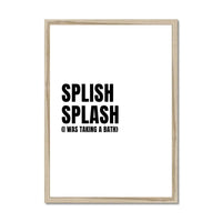 Splish Splash - White Bathroom Word Art Print - Framed Bathroom Wall Art