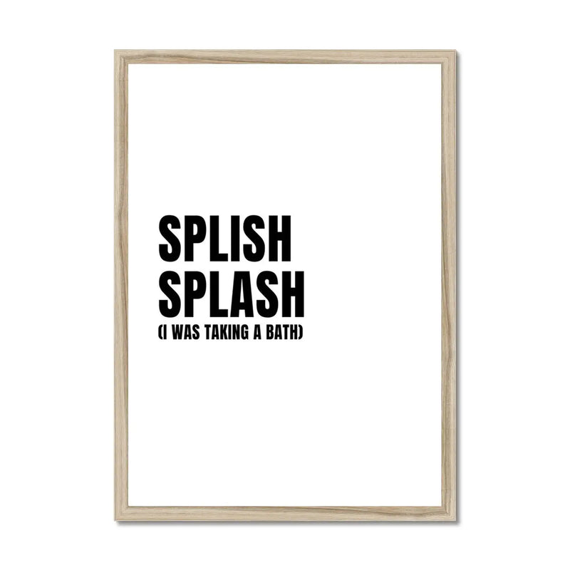 Splish Splash - White Bathroom Word Art Print - Framed Bathroom Wall Art