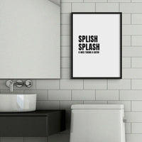 Splish Splash - White Bathroom Word Art Print - Framed Bathroom Wall Art