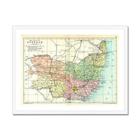 Vintage Map Print of Suffolk | Old and Colourful Suffolk Map Print - Framed Wall Art