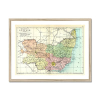 Vintage Map Print of Suffolk | Old and Colourful Suffolk Map Print - Framed Wall Art