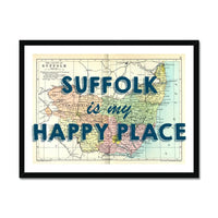 Suffolk is my Happy Place Art Print | Map Print of Suffolk | Vintage Map Art - Framed Wall Art