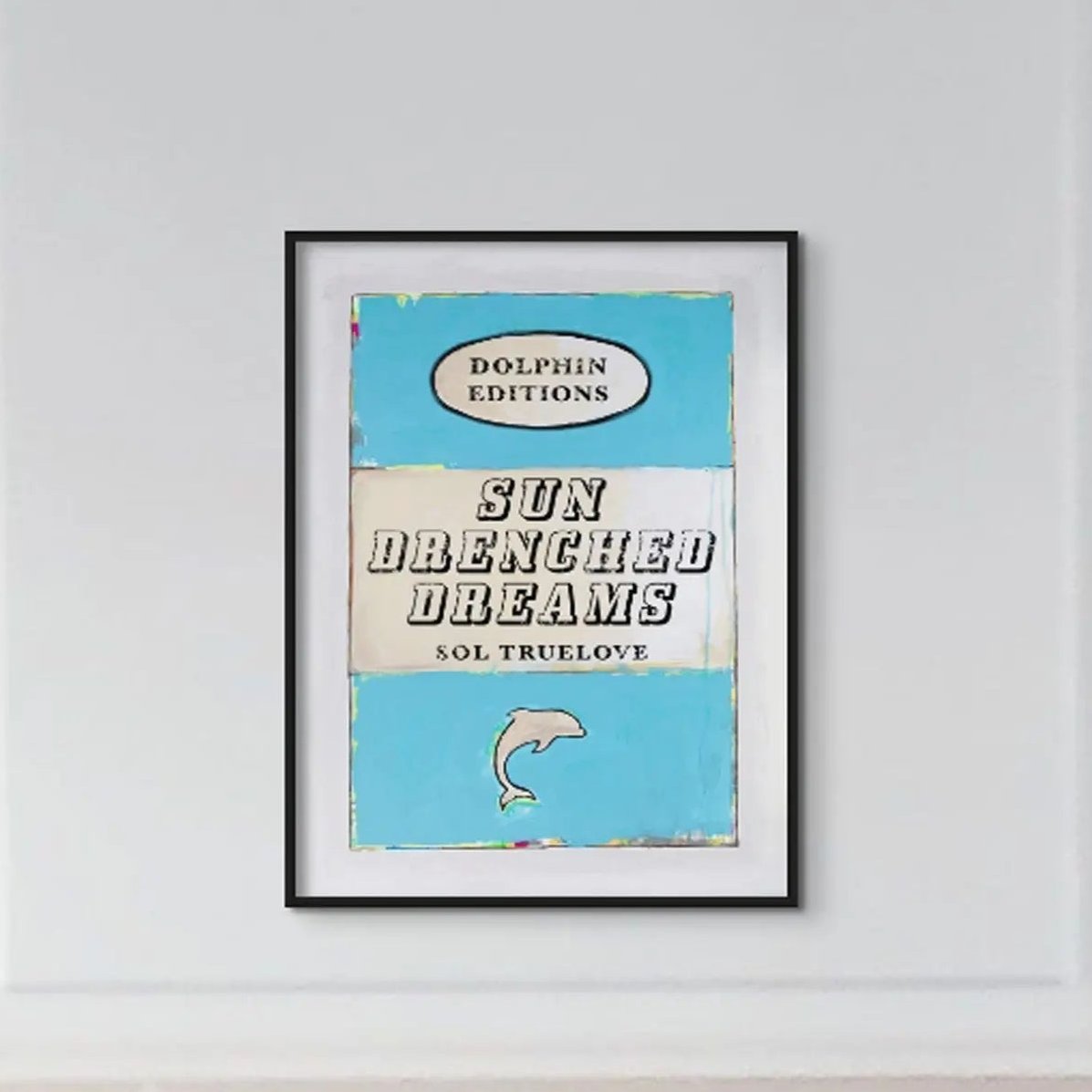 Sun Drenched Dreams Vintage Book Cover Art Print In Blue Colour - Unframed Wall Art
