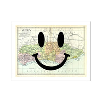 Sussex Makes Me Happy (Sussex Map) Vintage Map Art - Unframed - Beach House Art